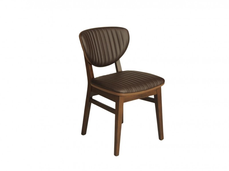 Mira Masif Ahşap Sandalye – Kahverengi Kapitoneli