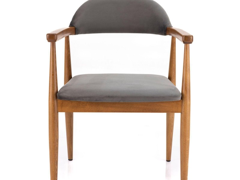 Nora Masif Ahşap Sandalye – Gri